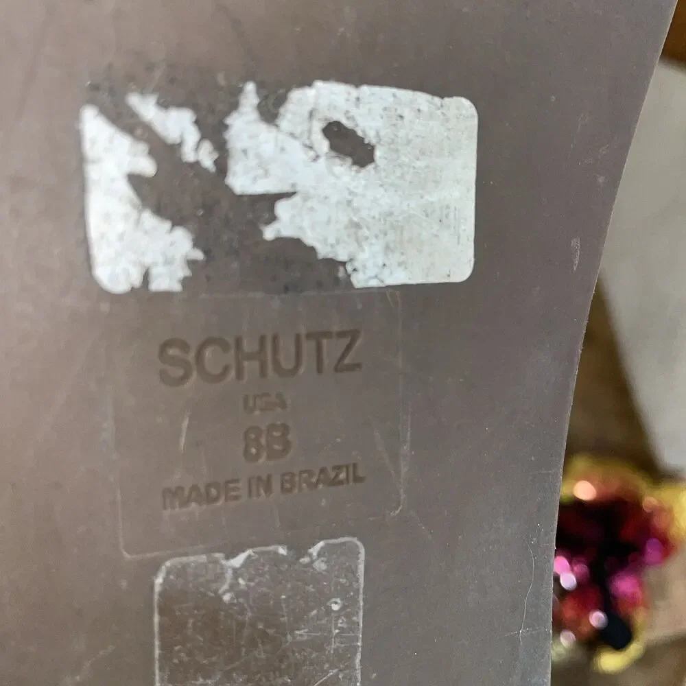 Schutz Women’s Slide Sandals Size 8 B Tan Cork Print Beach Cruise Island